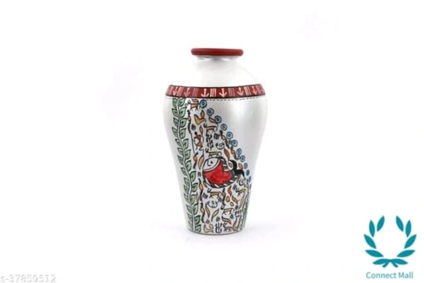 Fashionable Vases - White, Handicraft, Madhubani Painting